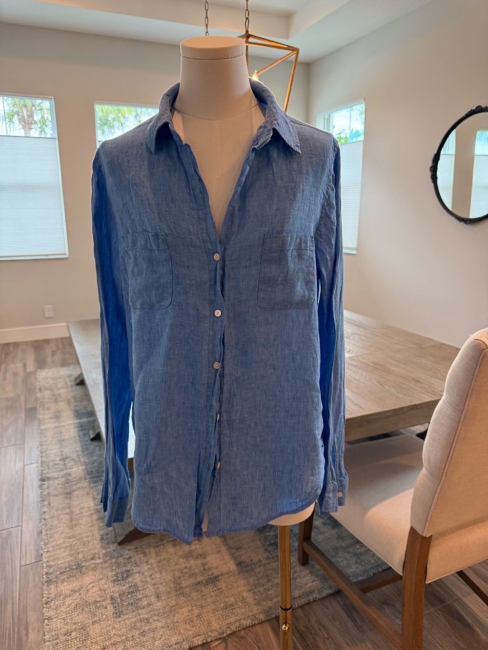 Lilly Pulitzer Linen Button-Down Shirt in Chambray Blue - Like New!